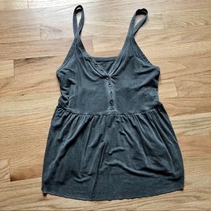 American Eagle Button Down Gray Peplum Top
